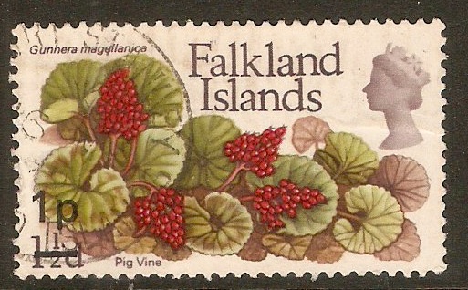 Falkland Islands 1971 1p on 1d Decimal Currency Series. SG264.
